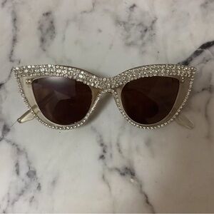 Crystal Embellished Cat-Eye Sunglasses